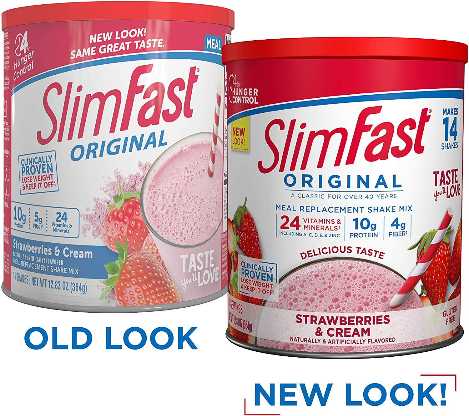 Original Strawberries & Cream Meal Replacement Shake Mix – Weight Loss Powder – 12.83 Oz. Canister – 14 Servings - Pantry Friendly